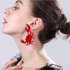 Unique Red Crab Drop Earrings